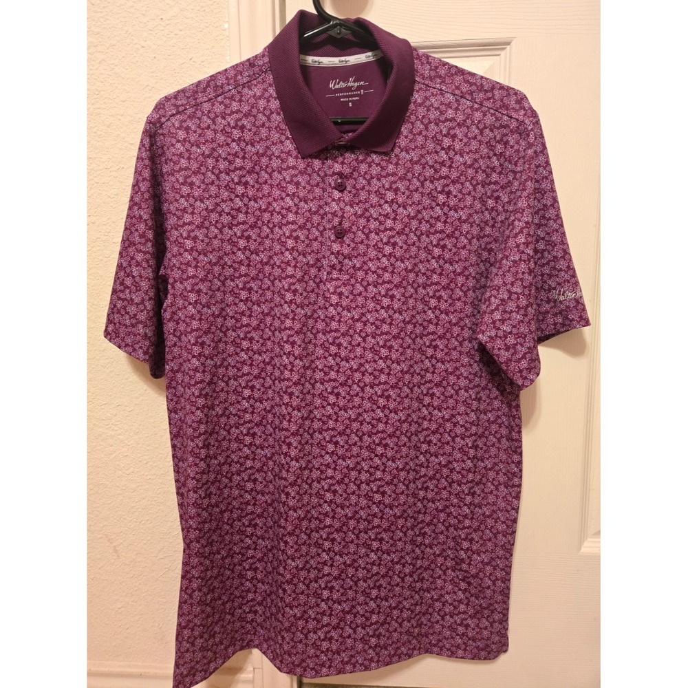 Walter Hagen P11 Dogwood Ditsy Polo Men's Small Beet‎ Purple NWT